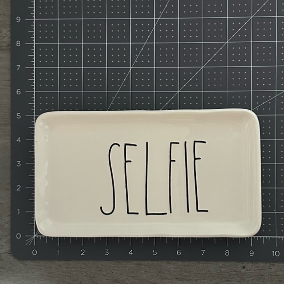Rae Dunn by Magenta 9x5 Trinket Tray SELFIE (Defect) White Ceramic Farmhouse - Picture 2 of 4
